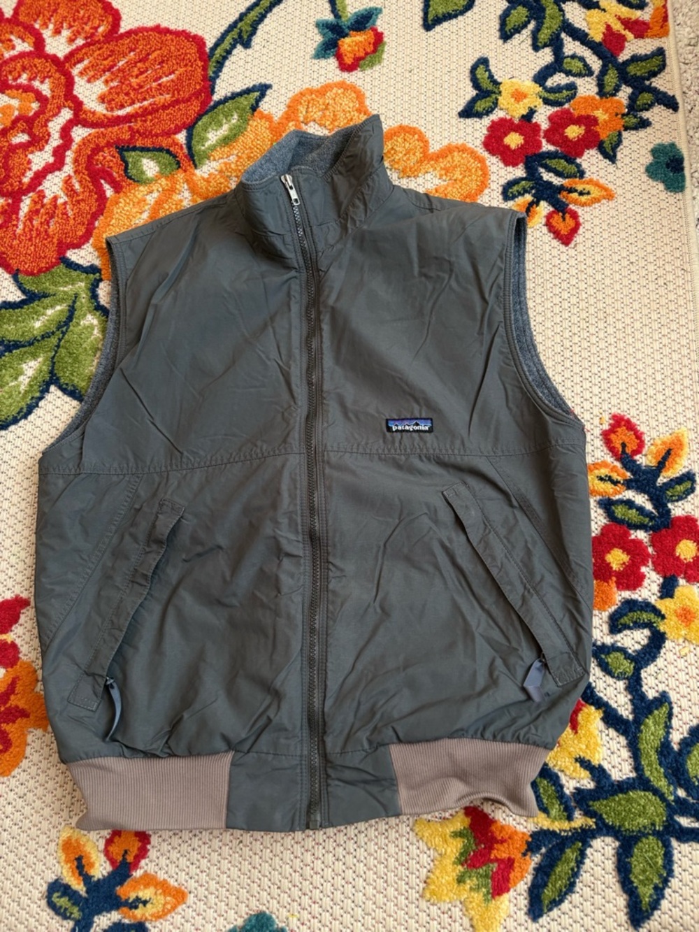 Patagonia Olive Nylon Zip-Front Vest